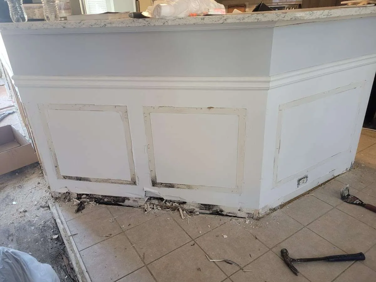 Water damage and mold on kitchen during Storm Damage Restoration in Mehlville